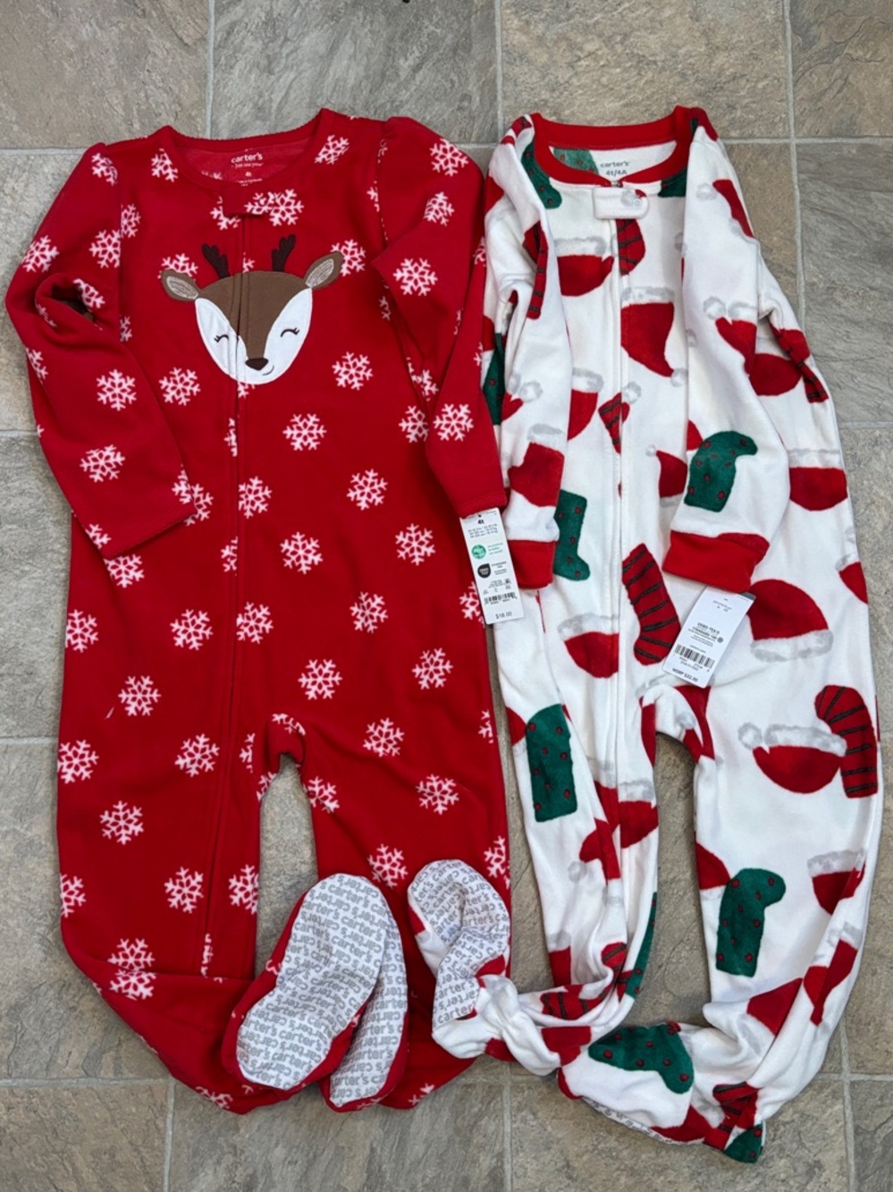 Carter's Red and White Holiday Footed One-Piece Sleepers (Set of 2) NWT